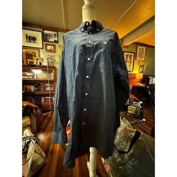 Mens Long Sleeve Button Up Paperdenim  Shirt with Red and White pattern - Picture 4 of 4